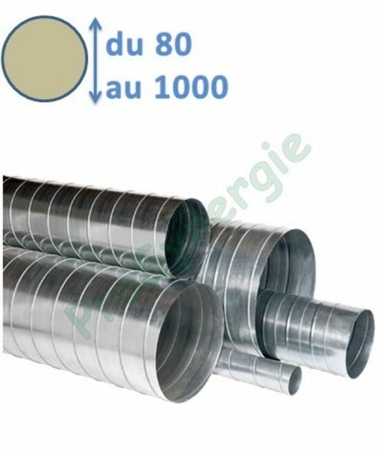 BS - Barre Standard Galva Ventilation et conduit d´air - Tube acier galvanisé spiralé rigide casse A1 longueur 3 mètres Øint. 80 mm à 1 mètres | SITE000201