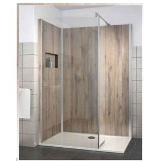 Cabine de douche avec verre traité et panneaux de fond en 4 décors | VINATA STYLE  