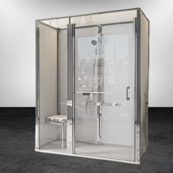 Cabine de douche pleine hauteur avec porte duo | Onyx - produit présenté par AKW MEDICARE