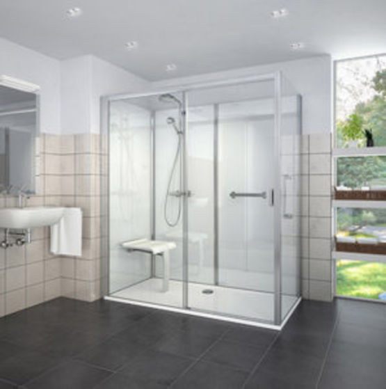  Cabine de douche sécurisée en verre et alu avec receveur en marbre de synthèse | VINATA  - Cabine de douche intégrale