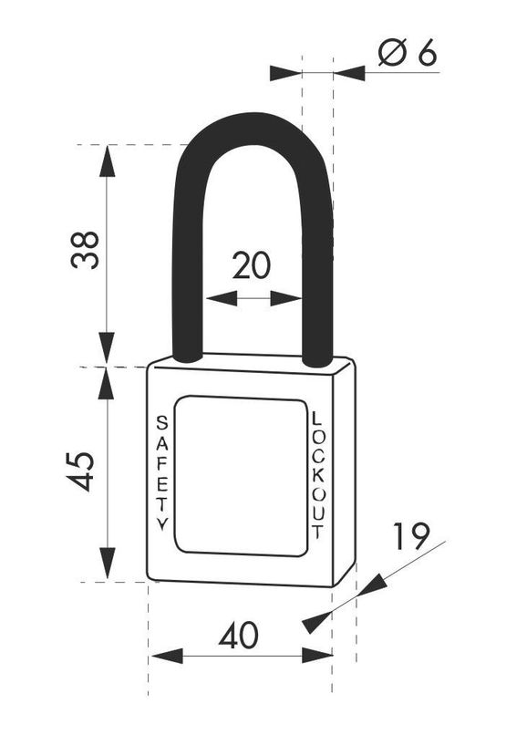  Cadenas de consignation LOTO Lockout Tagout 40 mm anse nylon Ø 6 x 38 mm rouge - Verrou et cadenas