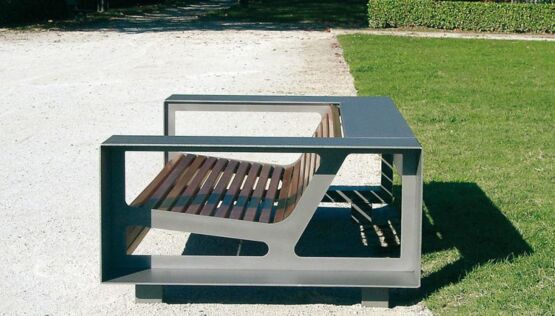  Canapé d&#039;extérieur en bois et acier thermolaqué | Néo - Banc public