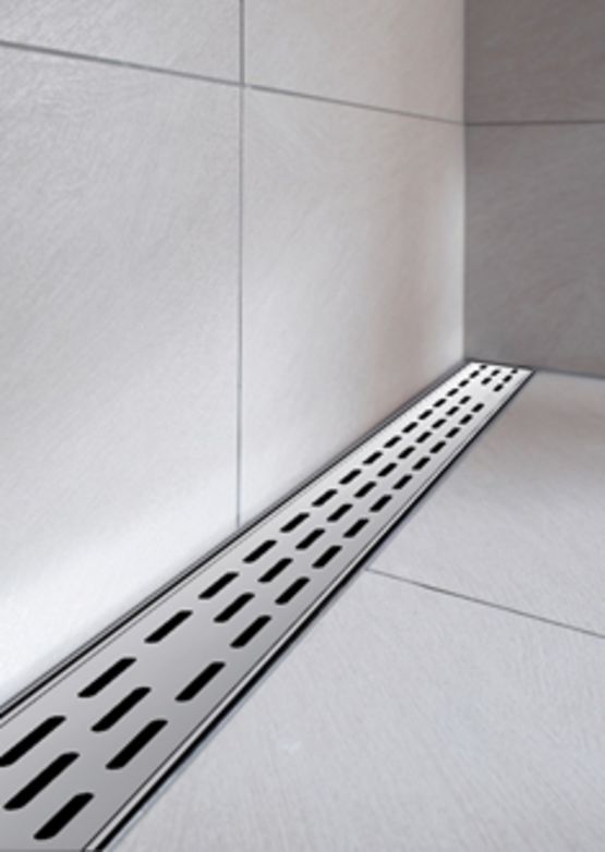 Caniveau de douche avec sortie pivotante à 360°, en acier inoxydable, pour  une douche à l'italienne élégante