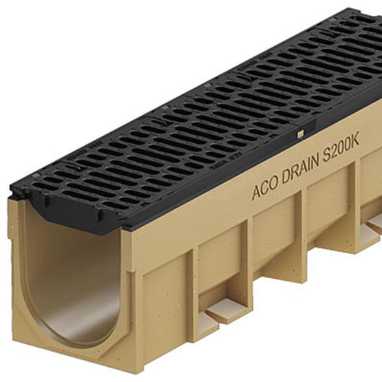  Caniveaux en Béton Polymère, feuillure fonte, grille fonte boulonnée, pour trafic lourd et intense | ACO Série S - ACO