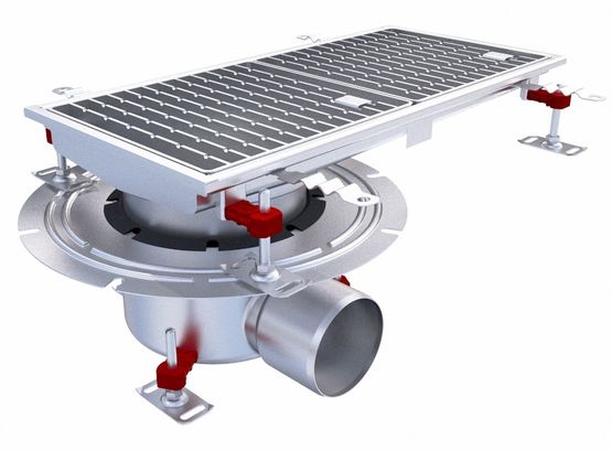  Caniveaux et siphons en acier inoxydable pour le drainage intérieur des bâtiments imposant des normes d&#039;hygiène très strictes | ACO Epur HygieneFirst - Caniveaux à grille fentes ou lames