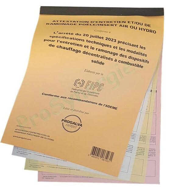  Carnet d’attestations | Entretien et ramonage des poêles, chaudières et inserts - PROSYNERGIE