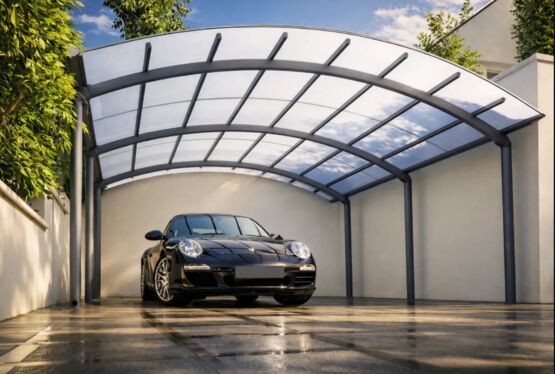 Carport aluminium sur-mesure | Ovalux – Abri voiture extérieur en structure aluminium et toiture polycarbonate