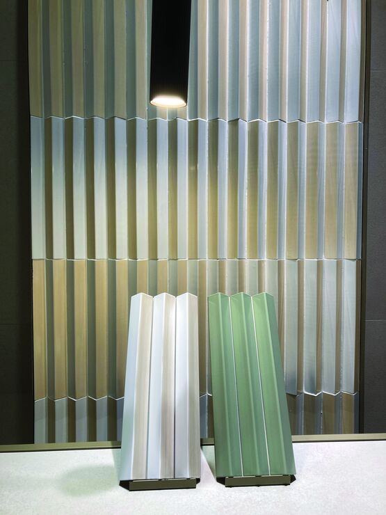  Carrelage mural en porcelaine émaillée extrudée en 3D | Dynamic Angle Lux Two - Faïence émaillée ou grès