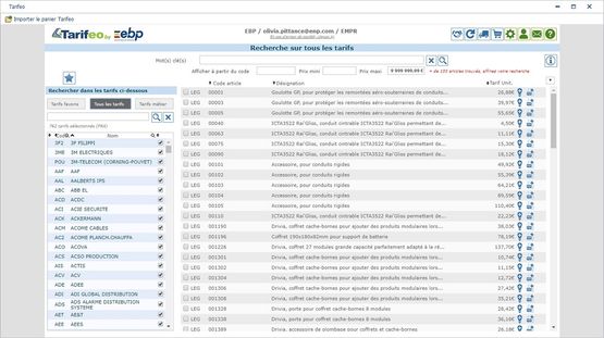  Catalogue de tarifs connecté | Tarifeo by EBP - EBP INFORMATIQUE