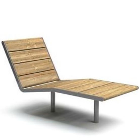 Chaise longue en acier galvanisé et bois de pin Linax pour espaces urbains | APRIL 766.900C 