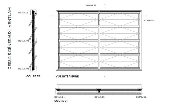  Châssis à lames mobiles sur mesure | VENTLAM - Exutoires et châssis vitrés (verre ou polycarbonate)