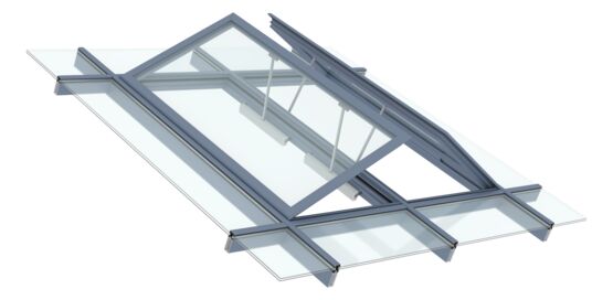 Châssis aluminium de désenfumage toiture à double vantail | AirSafe DV