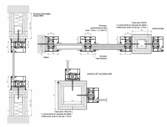 Châssis fixe coupe-feu aluminium à rupture de pont thermique - EI30 | Gamme AluTeq - produit présenté par ERIBEL