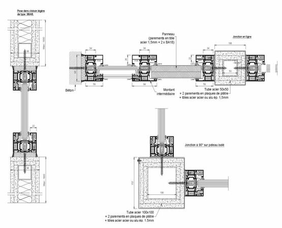 Châssis fixe coupe-feu aluminium à rupture de pont thermique - EI60 | Gamme AluTeq - produit présenté par ERIBEL