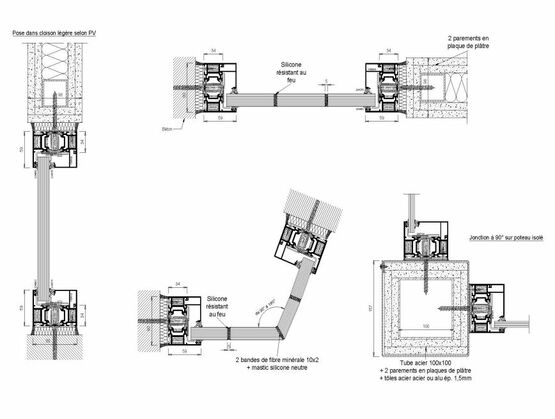 Châssis fixe coupe-feu aluminium à rupture de pont thermique - EI60 | Gamme AluTeq - produit présenté par ERIBEL