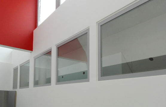 Châssis vitré aluminium coupe-feu 1h affleurant 2 faces sur mesure | EI60 - Cloisons et planchers vitrés pare-flamme ou coupe-feu
