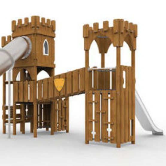 Château avec passerelle et scellement direct pour aires de jeux | NATURA JJ04-NT_SB - PRO URBA