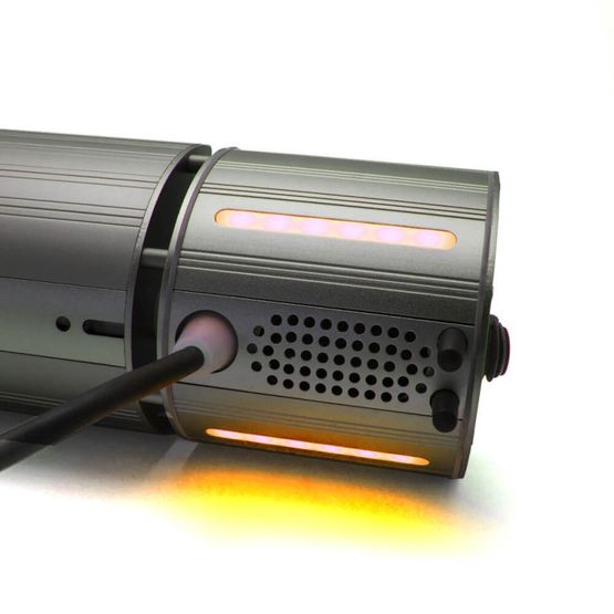 Chauffage infrarouge gris avec Bluetooth et LEDS intégrés pour pergolas | CHF-BT-7016 - produit présenté par ALSOL.FR
