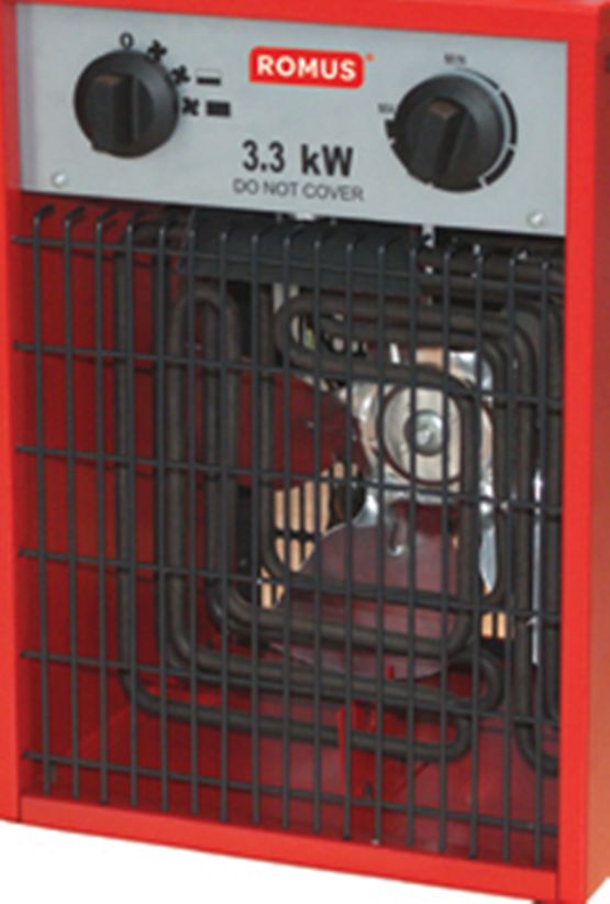 Chauffage soufflant de chantier pour locaux jusqu&#039;à 30 m² | Red-Hot 3,3 kW - produit présenté par ROMUS