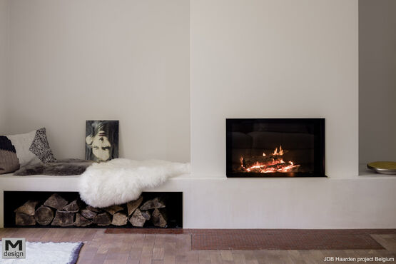  Cheminée à bois horizontale avec vitre escamotable | Argento 900H MDesign  - Cheminées