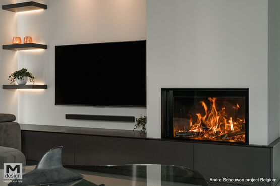 Cheminée à bois horizontale avec vitre escamotable | Argento 900H MDesign  - produit présenté par BEST FIRES