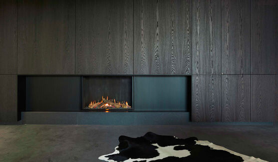  Cheminée à gaz avec simple face verticale bûches en céramique | True Vision 1150V  - BEST FIRES