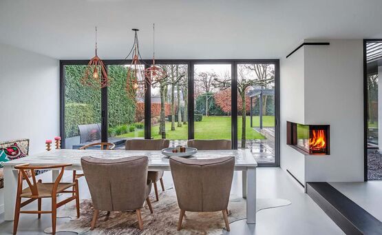  Cheminée bois de format horizontal avec coin vitré (gauche ou droit) | Luna Diamond 1100CL/CR  - BEST FIRES