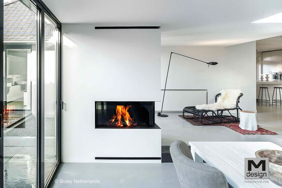  Cheminée bois de format horizontal avec coin vitré (gauche ou droit) | Luna Diamond 1100CL/CR  - Cheminées