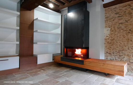 Cheminée bois de format horizontal avec coin vitré (gauche ou droit) | Luna Diamond 1100CL/CR  - produit présenté par BEST FIRES