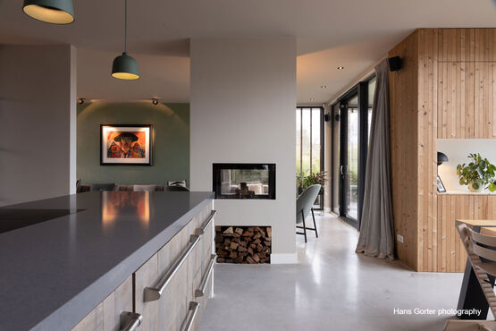  Cheminée bois double face horizontale avec vitre escamotable et intérieur en acier ou en fonte | Luna Diamond Bois 850DH  - BEST FIRES