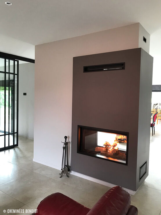  Cheminée bois horizontale double face avec vitre escamotable | Argento 1050DH  - BEST FIRES