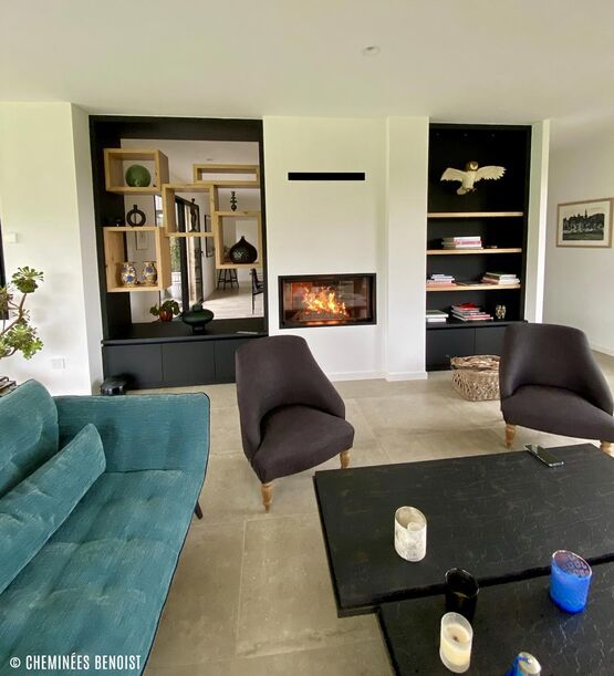 Cheminée bois horizontale double face avec vitre escamotable | Argento 1050DH  - produit présenté par BEST FIRES