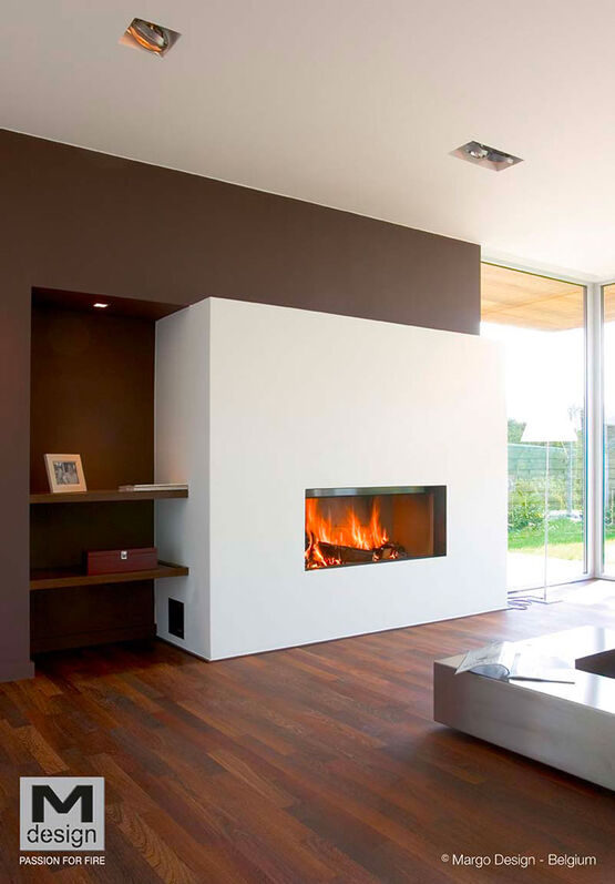  Cheminée bois : simple face horizontale avec vitre escamotable | Luna Diamond 1150H  - BEST FIRES