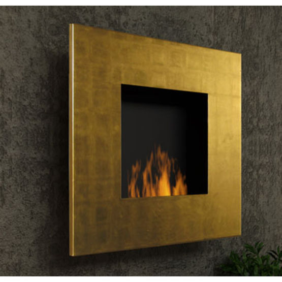 Cheminée façade or fonctionnant à l&#039;éthanol | Quadro Gold