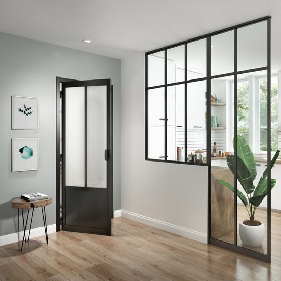  Cloison et porte vitrée de style industriel | SOGAL L&#039;atelier - Système coulissant en applique ou à encastrer