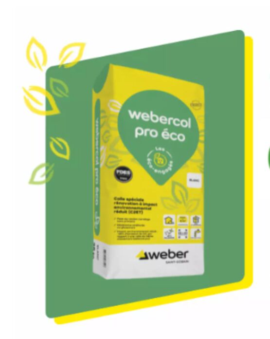  Colle pour pose intérieure ou extérieure de carrelage sans primaire | Webercol Pro Eco - WEBER