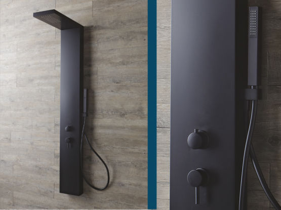  Colonne de douche en inox laqué noir mat | AQUASTYLE  - Colonne de douche frontale