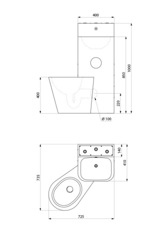 Combi Lavabo EC/EF WC à poser au sol | KOMPACT - DELABIE