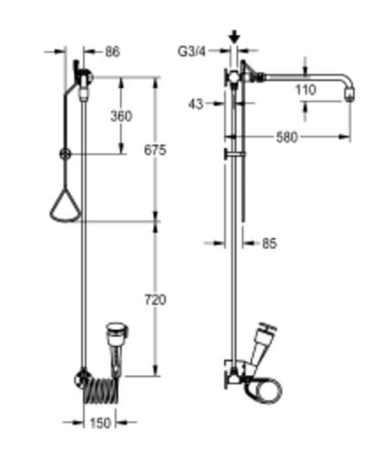  Combinaison douche d’urgence pour le corps et douche oculo/faciale | FAID0010 - KWC 