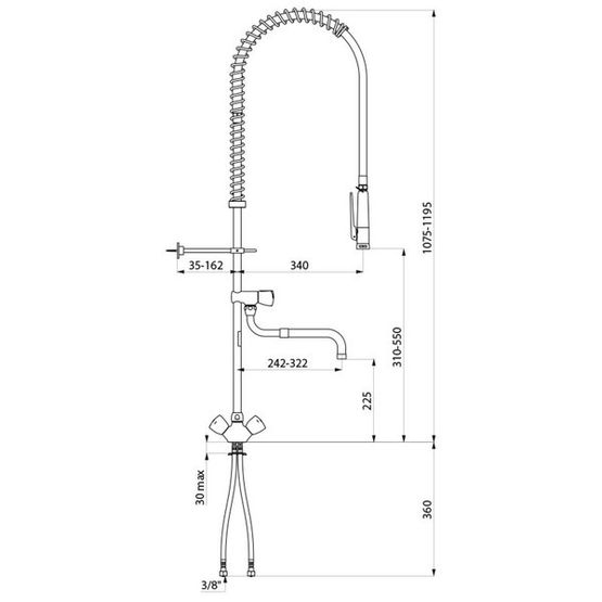 Combiné de prélavage monotrou avec robinet de puisage | Réf. G6632  - produit présenté par DELABIE