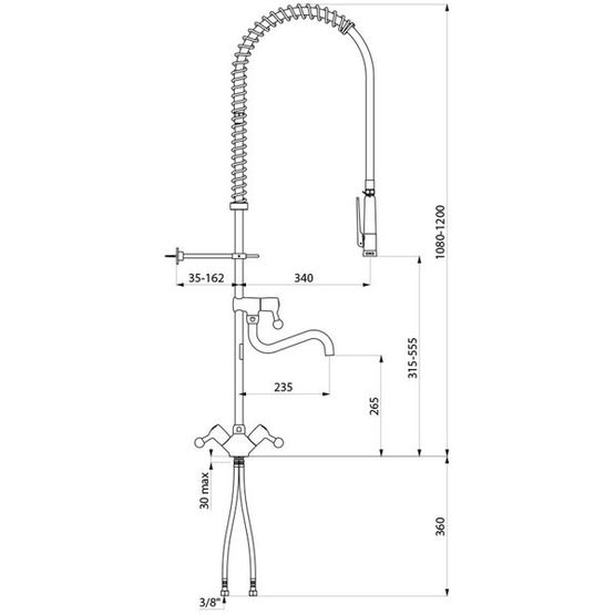 Combiné de prélavage monotrou pour cuisines professionnelles | Réf. 5632 - Eviers à encastrer