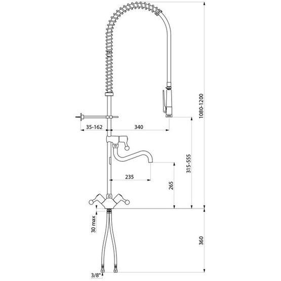  Combiné de prélavage monotrou pour cuisines professionnelles | Réf. 5632 - Eviers à encastrer