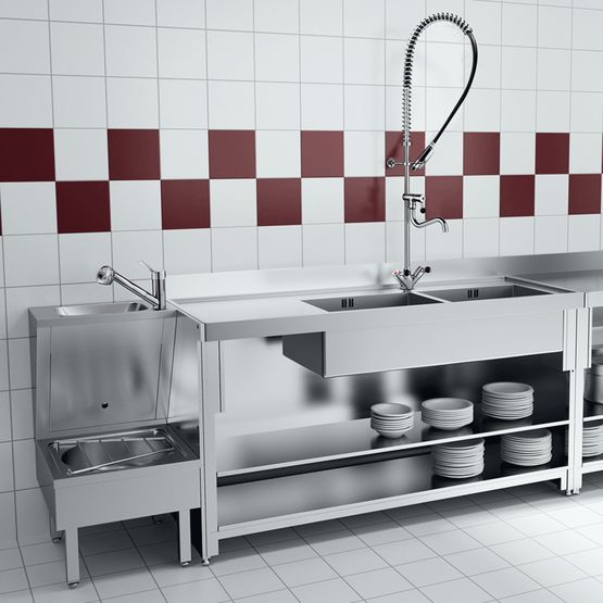 Combiné de prélavage monotrou pour cuisines professionnelles | Réf. 5632 - produit présenté par DELABIE