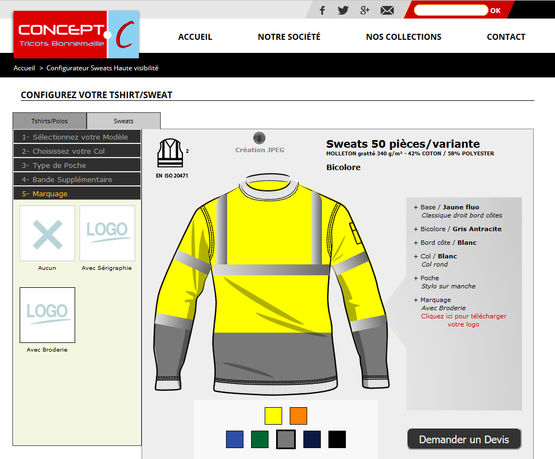  Configurateur de vêtement à maille haute visibilité | Configurateur  - CONCEPT TB