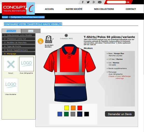  Configurateur de vêtement à maille haute visibilité | Configurateur  - Autres applications