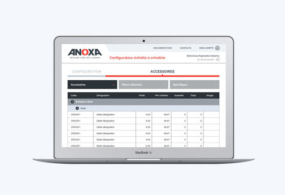  Configurateur échelle à crinoline, escaliers et sauts de loup en ligne | ANOXA    - ANOXA