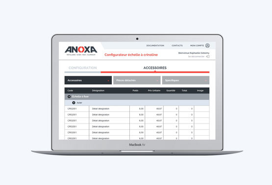 Configurateur échelle à crinoline, escaliers et sauts de loup en ligne | ANOXA - ANOXA