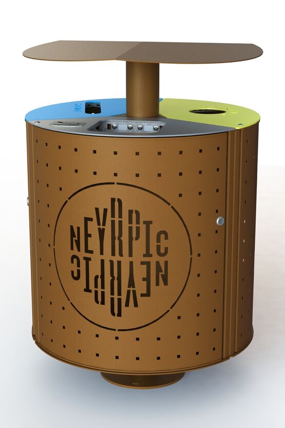  Corbeille de propreté urbaine | Alépi Néomob en acier thermolaqué personnalisable - Poubelle