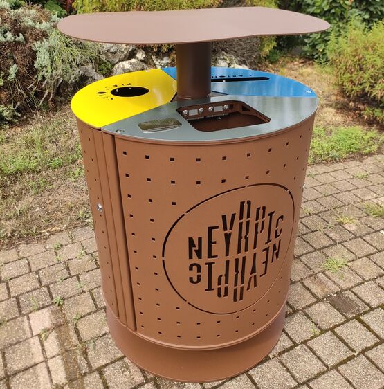 Corbeille de propreté urbaine | Alépi Néomob en acier thermolaqué personnalisable - produit présenté par Semco