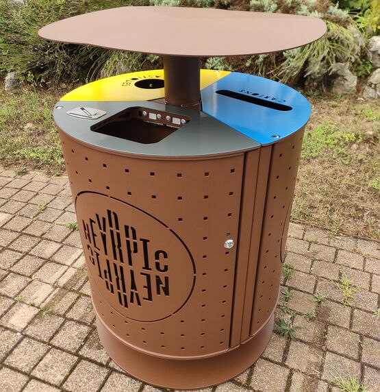  Corbeille de propreté urbaine | Alépi Néomob en acier thermolaqué personnalisable - SEMCO